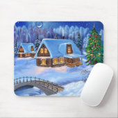 Weihnachtsblockhaus im Winter Mousepad (Mit Mouse)