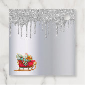 Weihnachtsblume Glitzer Tropfen Roter Schlitten Geschenkanhänger (Rückseite)