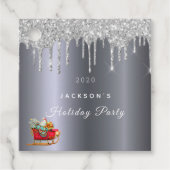 Weihnachtsblume Glitzer Tropfen Roter Schlitten Geschenkanhänger (Vorderseite)