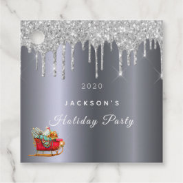 Weihnachtsblume Glitzer Tropfen Roter Schlitten Geschenkanhänger