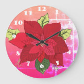 Weihnachtsblume Große Wanduhr (Vorderseite)
