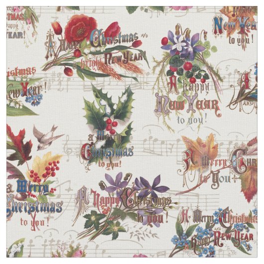 Weihnachtsblume mit Musik und Verziertem Text Stoff (Nahaufnahme)