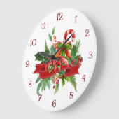 Weihnachtsblume, Ribbon und Candy Cane Große Wanduhr (Winkel)