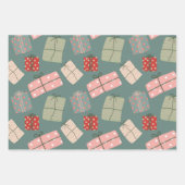 Weihnachtsblume und Geschenke Mix von 3 Geschenkpapier Set (Vorderseite 2)