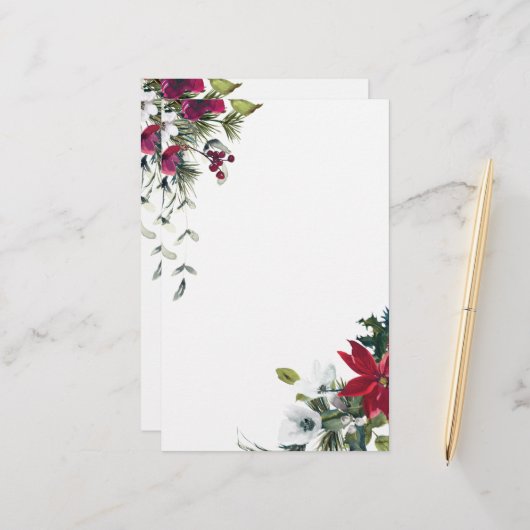 Weihnachtsblumen Briefpapier (Vorderseite/Rückseite Beispiel)