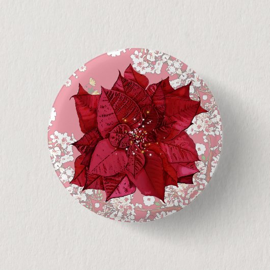 Weihnachtsblumen Button (Vorderseite)