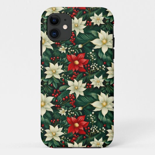 Weihnachtsblumen-Muster Case-Mate iPhone Hülle (Rückseite)
