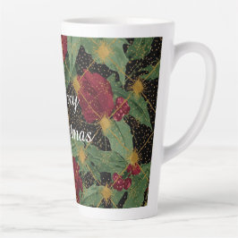 Weihnachtsblumen-Muster, Gold Rot Grün Schwarz Milchtasse