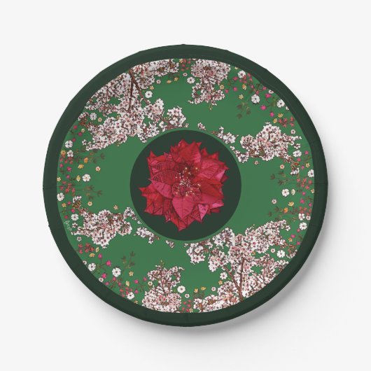 Weihnachtsblumen Pappteller (Vorderseite)