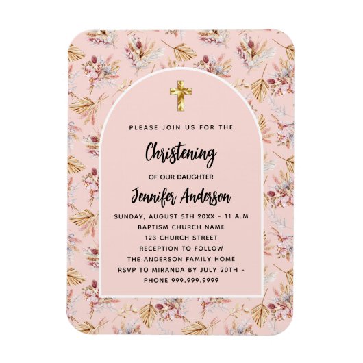 Weihnachtsblumen Rose Goldeinladung Magnet (Vertikal)