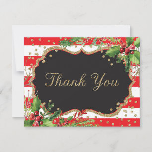 Weihnachtsblumen Rot Schwarz Gold Glitter Konfetti Dankeskarte