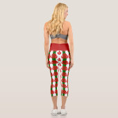 Weihnachtsblumen-rote Rosen gestreift Capri Leggings (Rückseite)