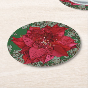 Weihnachtsblumen Runder Pappuntersetzer