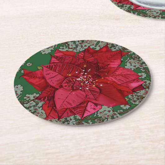 Weihnachtsblumen Runder Pappuntersetzer (Angewinkelt)