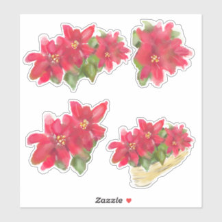 Weihnachtsblumen-Stickerbogen mit Poinsettien Aufkleber