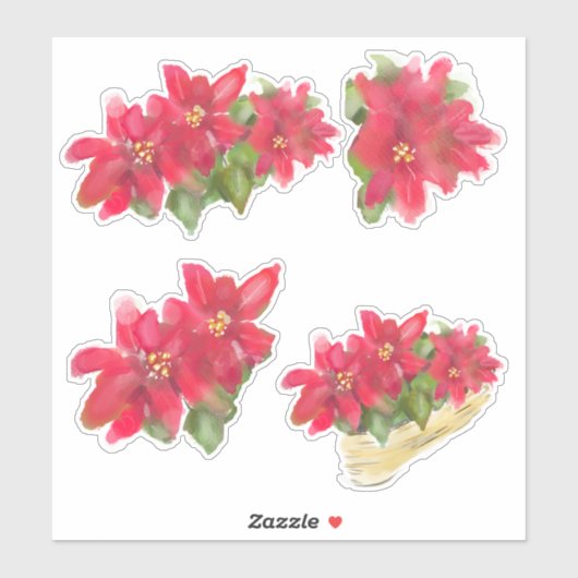 Weihnachtsblumen-Stickerbogen mit Weihnachtssterne Aufkleber (Blatt)