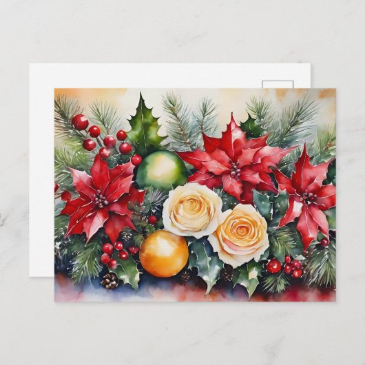 Weihnachtsblumenarrangements Feiertagspostkarte (Vorne/Hinten)
