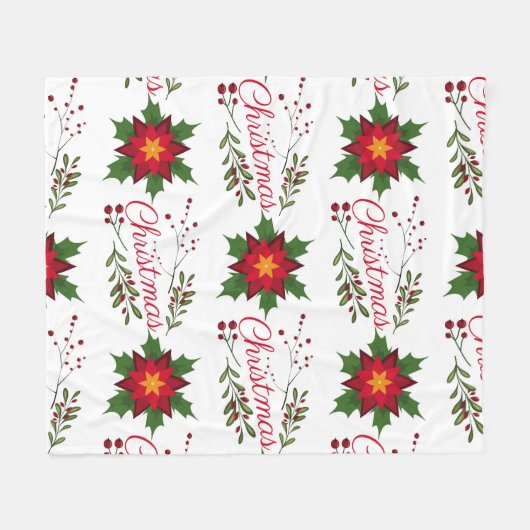 Weihnachtsblumenkranz Wintermauerwerk Fleecedecke (Vorderseite (Horizontal))