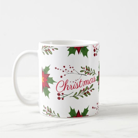 Weihnachtsblumenkranz Wintermauerwerk Kaffeetasse (Links)
