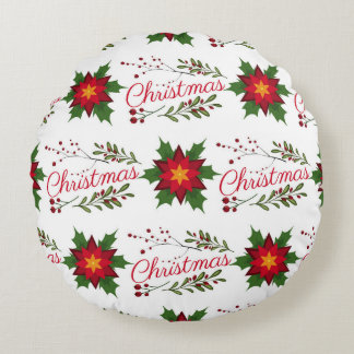 Weihnachtsblumenkranz Wintermauerwerk Rundes Kissen