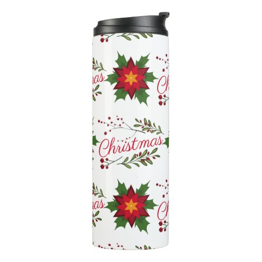 Weihnachtsblumenkranz Wintermauerwerk Thermosbecher (Nach links gedreht)