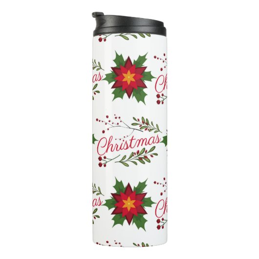 Weihnachtsblumenkranz Wintermauerwerk Thermosbecher (Nach rechts gedreht)