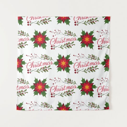 Weihnachtsblumenkranz Wintermauerwerk Wandteppich (Vorderseite)