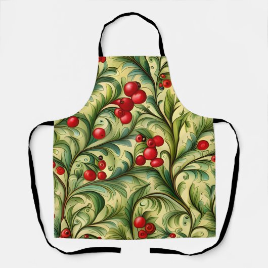 Weihnachtsblumenmuster mit roten Beeren Schürze (Vorderseite)