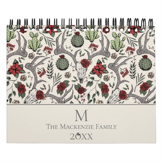 Weihnachtsblumenredeer Hirschschädel Rose Kakteen Kalender (Titelbild)