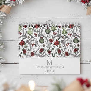 Weihnachtsblumenredeer Hirschschädel Rose Kakteen Kalender