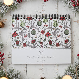 Weihnachtsblumenredeer Hirschschädel Rose Kakteen Kalender