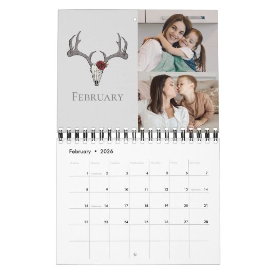 Weihnachtsblumenredeer Hirschschädel Rose Kakteen Kalender (Feb 2026)