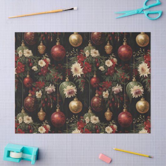 Weihnachtsblumenschmuck Dekoupage Seidenpapier (Basteln)