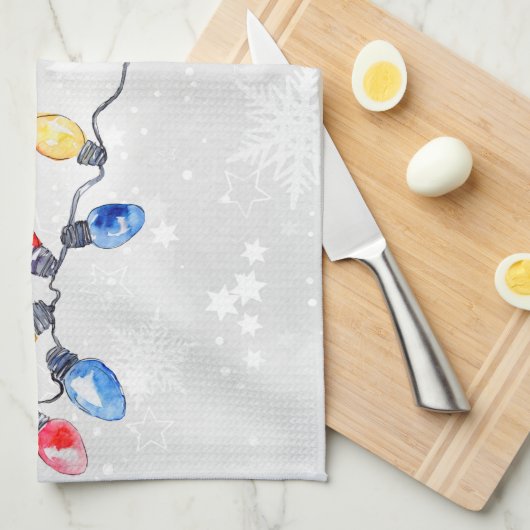 Weihnachtsblüten, Lichter mit String, Urlaub Geschirrtuch (Viertel Falte)