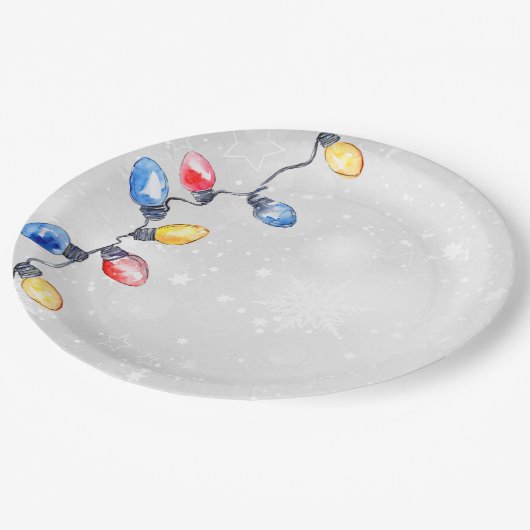 Weihnachtsblüten, Lichter mit String, Urlaub Pappteller (Schrägansicht)