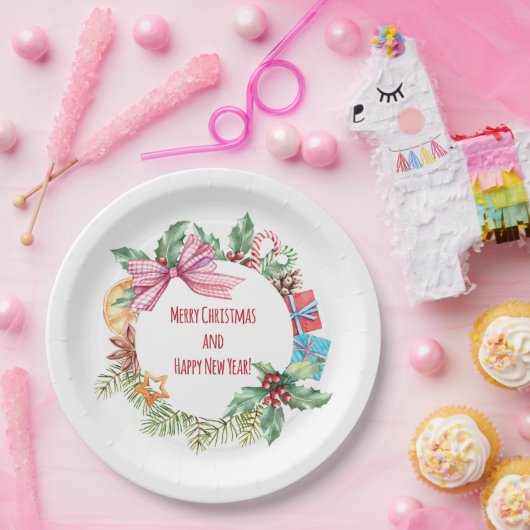 Weihnachtsblütenkranz | Urlaub Pappteller (Party)