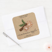 Weihnachtsblütenmarke Cinnamon Candle Quadratischer Aufkleber (Umschlag)