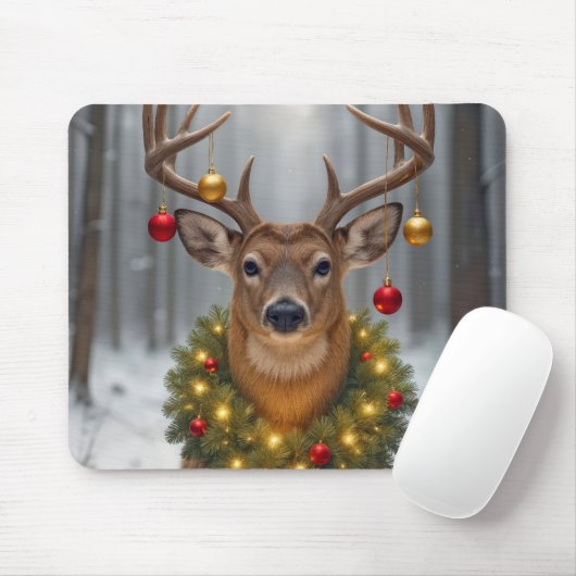 Weihnachtsbock in Weihnachtsdekoration Mousepad (Mit Mouse)