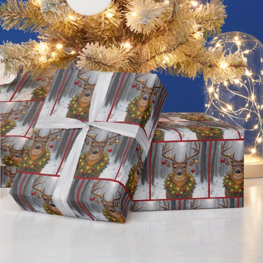 Weihnachtsbock mit Kranz Geschenkpapier (Feiertage)