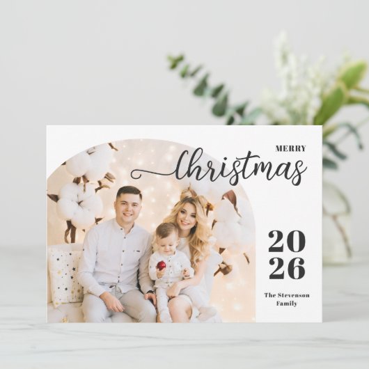 Weihnachtsbogen 1 Foto Feiertagskarte (Stehend Vorderseite)