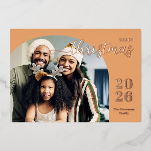Weihnachtsbogen 2 Fotos Modernes Minimalgold Folien Feiertagskarte