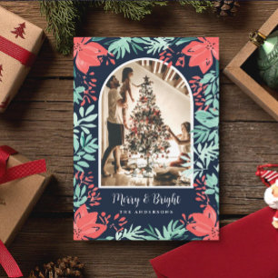 Weihnachtsbogen-Foto Botanisch Rot Floral Blau Feiertagskarte