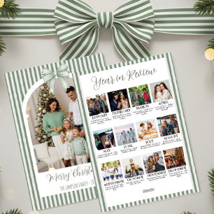 Weihnachtsbogen-Foto & Grüner Schleife Jahresrückb Feiertagskarte