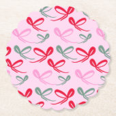 Weihnachtsbögen grün rosa whimiscal handgezeichnet untersetzer (Vorderseite)