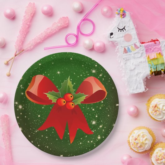 Weihnachtsbogen mit Stechpalme Papier-Teller Pappteller (Party)