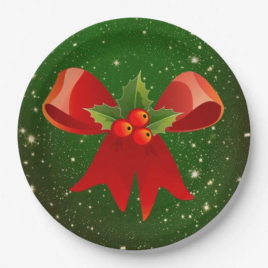 Weihnachtsbogen mit Stechpalme Papier-Teller Pappteller (Vorderseite)