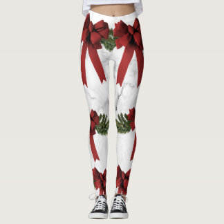 Weihnachtsbogen-u. -marmor Druck-Leggings Leggings