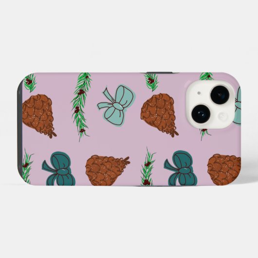 Weihnachtsbögen und Zapfen iPhone Hülle (Rückseite (Horizontal))