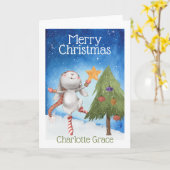 Weihnachtsbollen schmücken Baum im Schnee Karte (Gelbe Blume)