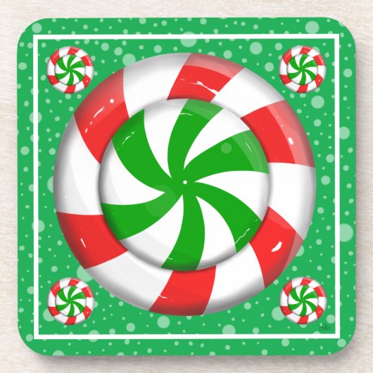 Weihnachtsbonbon Getränkeuntersetzer (Vorderseite)